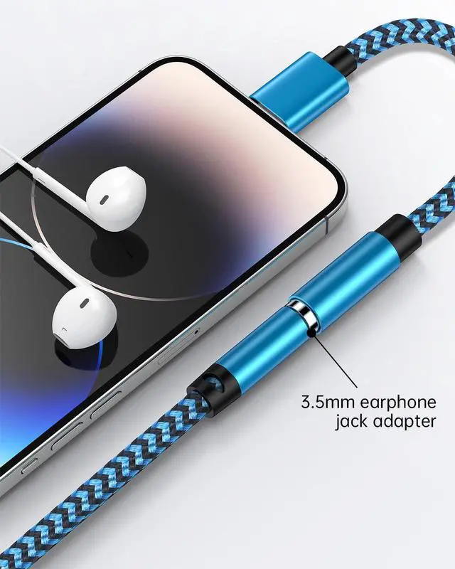 Alt view image 9 of 14 - iPhone Headphone Adapter, 2Pack Apple Dongle Lightning to 3.5mm Jack Converter Braided Audio Aux Cord Earbuds Splitter Adaptor Compatible with iPhone 14 13 12 11 Pro Max X XR XS SE 8 7 Plus iPad iPod