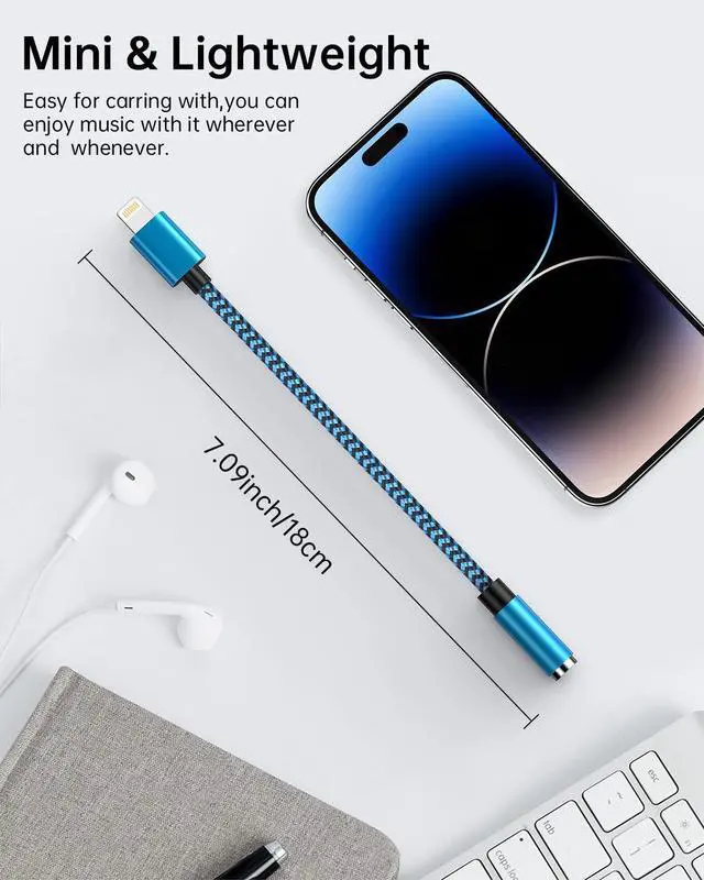 Alt view image 12 of 14 - iPhone Headphone Adapter, 2Pack Apple Dongle Lightning to 3.5mm Jack Converter Braided Audio Aux Cord Earbuds Splitter Adaptor Compatible with iPhone 14 13 12 11 Pro Max X XR XS SE 8 7 Plus iPad iPod