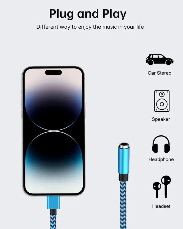Alt view image 13 of 14 - iPhone Headphone Adapter, 2Pack Apple Dongle Lightning to 3.5mm Jack Converter Braided Audio Aux Cord Earbuds Splitter Adaptor Compatible with iPhone 14 13 12 11 Pro Max X XR XS SE 8 7 Plus iPad iPod