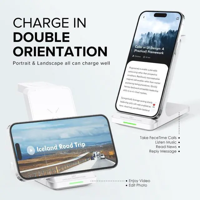 Alt view image 12 of 12 - Wireless Charging Station, 3 in 1 Fast Wireless Charger Stand for Multiple Devices Apple Watch Ultra Series 11 10 9 8 7 6 SE 5 4 3 2, iPhone 17 16 15 14 13 12 11 Pro Max/Plus/Air/X/XS/XR/SE, Airpods