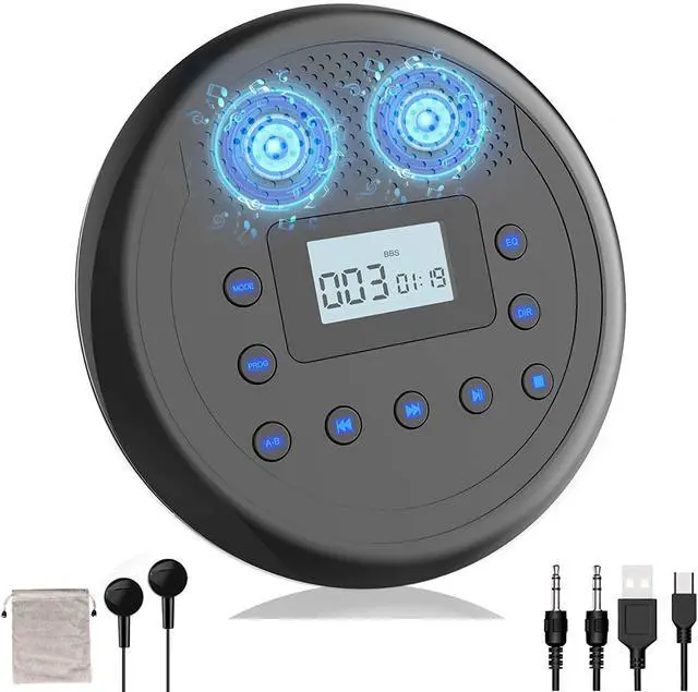 Alt view image 8 of 14 - Rechargeable Portable CD Player with Built-in Speakers, CD Player for Car and Personal Use, Anti-Skip Player with Headphones