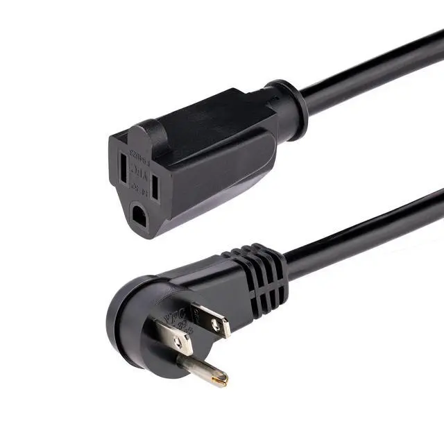 Alt view image 6 of 10 - 1ft (0.3m) Power Extension Cord, Right Angle NEMA 5-15P to NEMA 5-15R, 13A 125V, 16AWG, Computer Power Extension Cord, AC Outlet Extension Cable, UL Listed (PAC101R1)