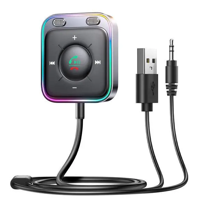 Alt view image 8 of 14 - Bluetooth 6.0 AUX Car Adapter, Dual Mics Noise Cancellation, Plug-and-Play, Multifunction Button, 3.5mm Audio Adapter Bluetooth Receiver for Car Hands-Free Calls & Music, 2026 Upgrade, Black