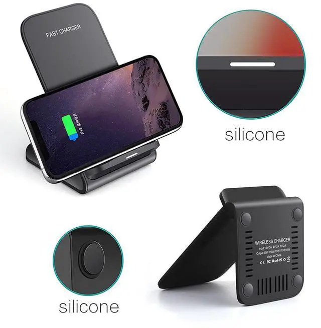 Alt view image 9 of 10 - 2 Pack Wireless Charging Stand, 20W Fast Charging Stand with QC3.0 Adapter for Samsung Galaxy S25/S25+/S25 Ultra/S24/S23/S22/S21/Note, for iPhone 17 Air Pro Max/16/15/14/13/12/11 Series, and More.
