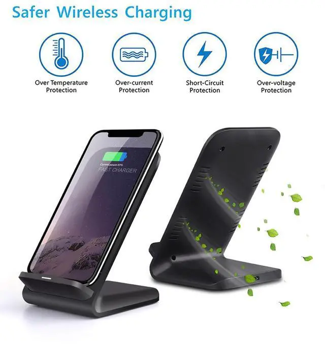 Alt view image 10 of 10 - 2 Pack Wireless Charging Stand, 20W Fast Charging Stand with QC3.0 Adapter for Samsung Galaxy S25/S25+/S25 Ultra/S24/S23/S22/S21/Note, for iPhone 17 Air Pro Max/16/15/14/13/12/11 Series, and More.