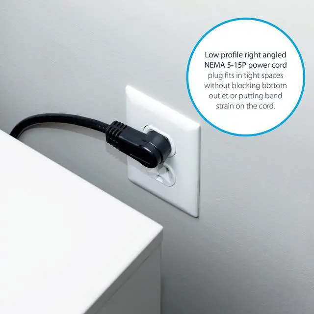 Alt view image 9 of 10 - 1ft (0.3m) Power Extension Cord, Right Angle NEMA 5-15P to NEMA 5-15R, 13A 125V, 16AWG, Computer Power Extension Cord, AC Outlet Extension Cable, UL Listed (PAC101R1)