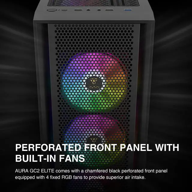 Alt view image 10 of 14 - ATX Mid Tower Computer PC Case with Tempered Glass, 4X 120mm ARGB PWM Fans Gaming Case, Support Up to 6X 120mm Fans, 360mm AIO/Radiator, 260mm GPU/VGA, 160mm CPU Air Cooler