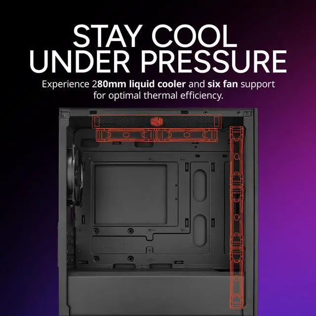 Alt view image 11 of 14 - 301 Lite Micro-ATX High Airflow Minimalist PC Case, 365mm GPU Max, Compatible RTX 5080|RX 7090 XT, 280mm AIO Max, Type C, Tempered Glass, 120mm PWM Fan, Intakes Grill