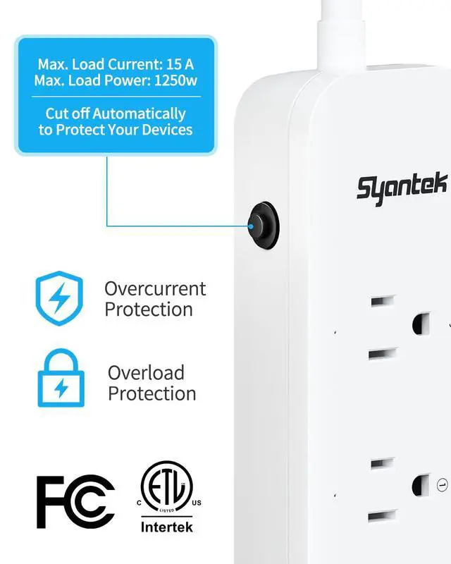Alt view image 11 of 14 - Remote Control Power Strip with 3 USB Surge Protector Power Strip with 3 RF Controlled Outlets, 5ft Extension Cord, 15A/1875W Remote Control Outlet for Household and Workstation Appliances