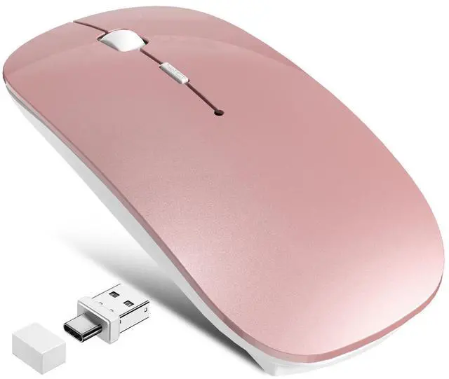Alt view image 8 of 14 - Wireless Mouse Jiggler - Bluetooth Rechargeable Computer Mouse with Undetectable Jiggler Mice Mover, Silent Click Slim Optical USB C Mouse for iPad Pro MacBook Air/Pro Mac Laptop PC - Rose Pink
