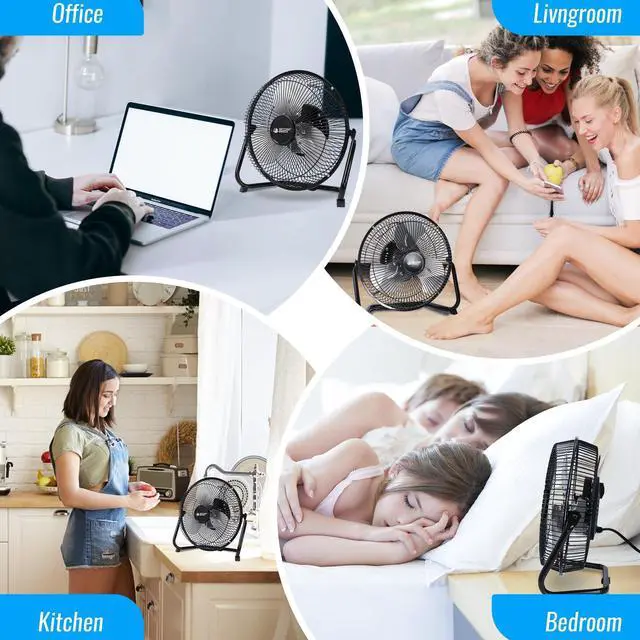 Alt view image 13 of 14 - Floor Fan 9 Inch, 3-Speed Portable Metal Fan with Adjustable Tilt, Quiet Small Cradle Floor Fan for Home, Office, Bedroom