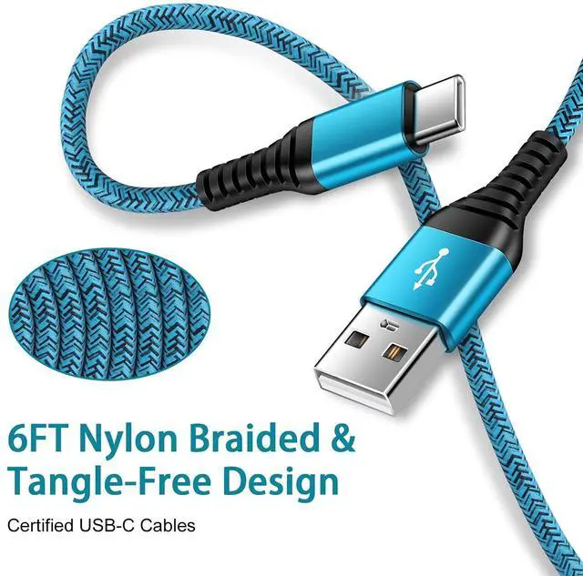 Alt view image 10 of 14 - C Charger Cord Fast Charging USB Type C Cable Android Charger Cables 6FT 2Pack for Samsung Galaxy S26 S25 S24 S23 S22 S21 S20 Ultra S20+ Note 20 10 S10 S9 Plus A12 A11 A52 Google Pixel 6 5 4 4a 3a XL