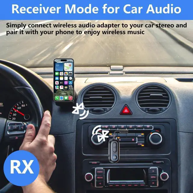 Alt view image 12 of 14 - Bluetooth 5.4 Transmitter Receiver - 2-in-1 Bluetooth Wireless Audio Transmitter for Headphones or BT Devices - 3.5mm Audio Jack Adapter for TV, Airplane, Car, PC, Gym Equipment, Switch