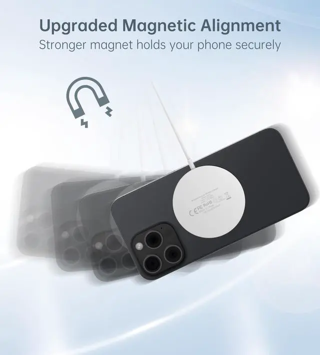 Alt view image 9 of 12 - Magnetic Wireless Charger for iPhone 17/16/15/14/13/12 - Mag Charger+20W USB C Adapter, Fast Wireless Charging Stand/Pad with 5ft USB-C Cable for iPhone 17/16/15/14/13/12, Airpod-Gift for Men & Women