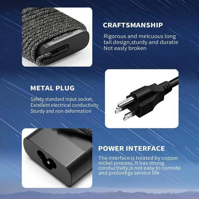 Alt view image 11 of 14 - New Slim for HP 65W Laptop Charger USB C,Replacement for HP Envy x360,Spectre x360,Elitebook G5 G6,HP Computer Chromebook,Zbook,Elite x2,ProBook,Pavilion Travel Type C Power Cord Ac Adapter