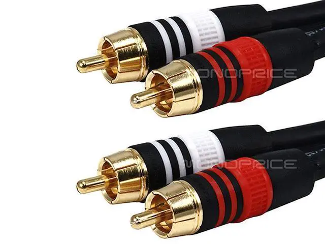 Alt view image 4 of 4 - Premium Two-Channel Audio Cable - 3 Feet - Black | 2 RCA Plug to 2 RCA Plug 22AWG, Male to Male