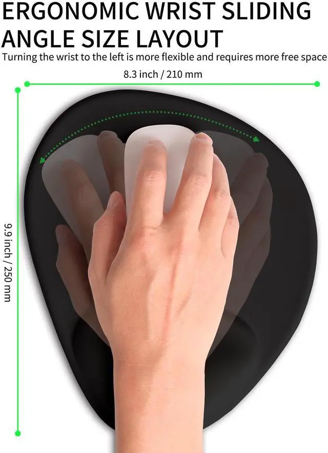 Alt view image 10 of 12 - Palm-Rest and Wrist-Hugging Mouse Pad Wrist Rest, Ergonomic Wrist Support with Curve Fitting Cushioned Memory Foam for Carpal Tunnel Pain Relief, 9.9 x 8.3 Inch, Dark Night Black