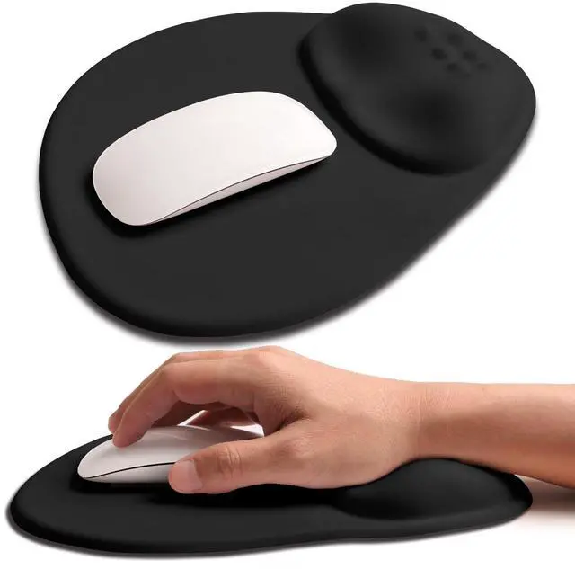 Alt view image 7 of 12 - Palm-Rest and Wrist-Hugging Mouse Pad Wrist Rest, Ergonomic Wrist Support with Curve Fitting Cushioned Memory Foam for Carpal Tunnel Pain Relief, 9.9 x 8.3 Inch, Dark Night Black