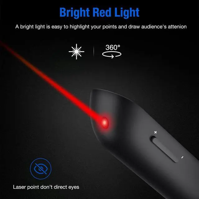 Alt view image 10 of 14 - Presentation Clicker Compatible with Bluetooth and RF 2.4GHz Dual Modes Red Light, Wireless Presenter Remote Control for Powerpoint Presentations Pointer Slide Clicker for Mac Computer Powered by AAA