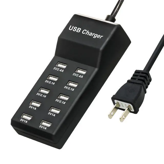 Alt view image 8 of 14 - 50W USB Charging Station with 10-Port Family-Sized Smart USB Ports for Multiple Devices - Smart Phone, Tablet, Laptop Computer - for iPhone 15/14/13 Black