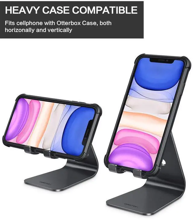 Alt view image 9 of 14 - Upgraded Aluminum Cell Phone Stand, C1 Durable Cellphone Dock with Protective Pads, Smart Stand Designed for iPhone 17 Air, 16/15/14/13 Pro Max XR XS, iPad mini, Android Phones, Black