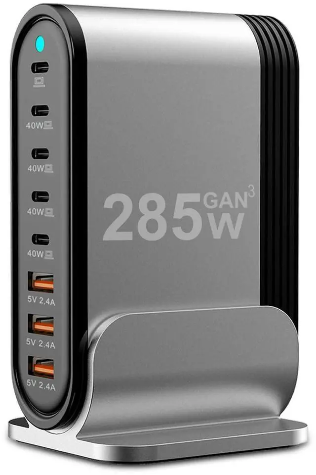 Alt view image 8 of 14 - USB C Fast Charger - 285W GaN 8 Port Fast Charging Station Tower Hub for Multiple Devices: Type C Fast Charger Block for MacBook iPad iPhone 17/16/15/14/13 Pro Max Samsung Galaxy, Google Pixel & More