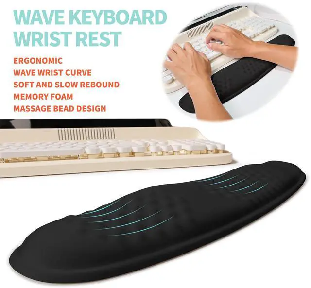 Alt view image 8 of 12 - 2-in-1 Ergonomic Set, Wave Rise Keyboard Wrist Rest and Massage Bulge Slope Mouse Pad Wrist Support, Cushion Memory Foam Integrated to Relieve Wrist Pain, Black
