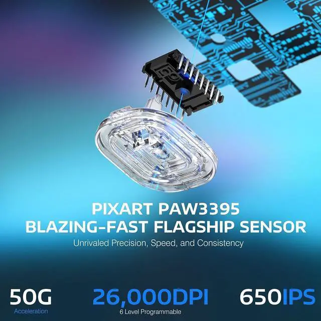 Alt view image 13 of 14 - X3 Wireless Gaming Mouse, 49g Lightweight Triple Mode Ergonomic Computer Mouse, PAW3395 26K DPI Sensor, 200h Battery Life, Griptape Programmable Buttons for PC/Laptop/Mac/Win