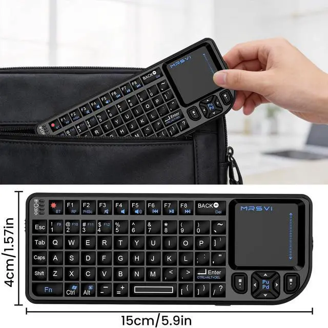 Alt view image 9 of 14 - Mini Keyboard with touchpad, mini Bluetooth Keyboard, 2.4G Ultra-Thin Handheld Wireless Portable Keyboard, Suitable for PCs/Tablets/TVs/Smartphones, Ideal for Travel