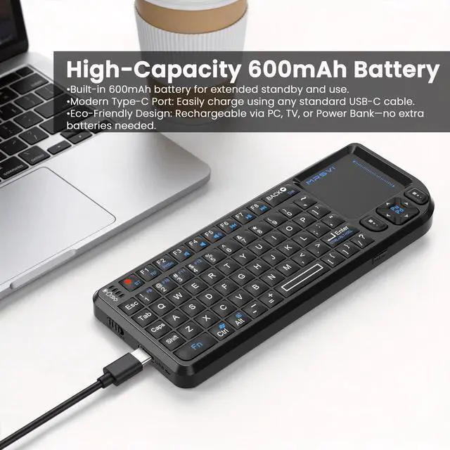 Alt view image 13 of 14 - Mini Keyboard with touchpad, mini Bluetooth Keyboard, 2.4G Ultra-Thin Handheld Wireless Portable Keyboard, Suitable for PCs/Tablets/TVs/Smartphones, Ideal for Travel