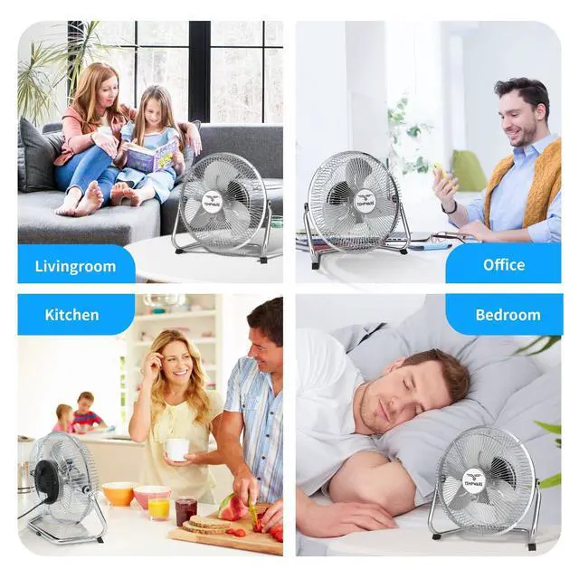 Alt view image 13 of 14 - 9 inch Floor Fan, 3-Speed Portable Metal Fan with Adjustable Tilt, Quiet Small Cradle Floor Fan for Home, Office, Bedroom