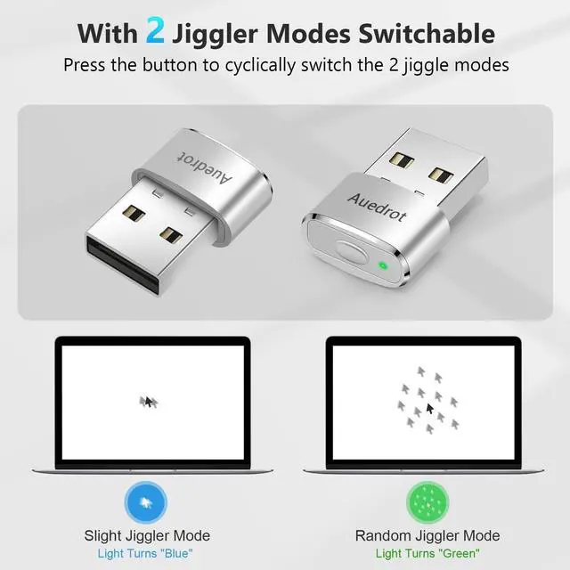 Alt view image 9 of 14 - Mouse Jiggler Undetectable Metal USB Mouse Mover with Switch Button, Automatic Mini Mouse Shaker with 2 Jiggle Modes, Plug and Play, Keep Computer/Laptop Awake, Silver, 2 PCS