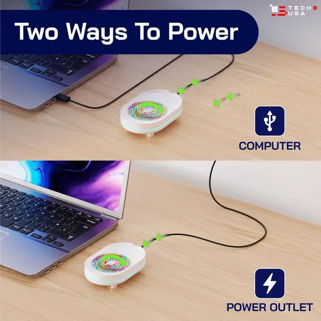 Alt view image 9 of 13 - Undetectable Mouse Mover Jiggler with Ambient Glow Ring and Hologram Disc for Laptops, PC, No Software, Random Movement, Designed, Patented and Trademarked in USA - 3D Hologram Glass
