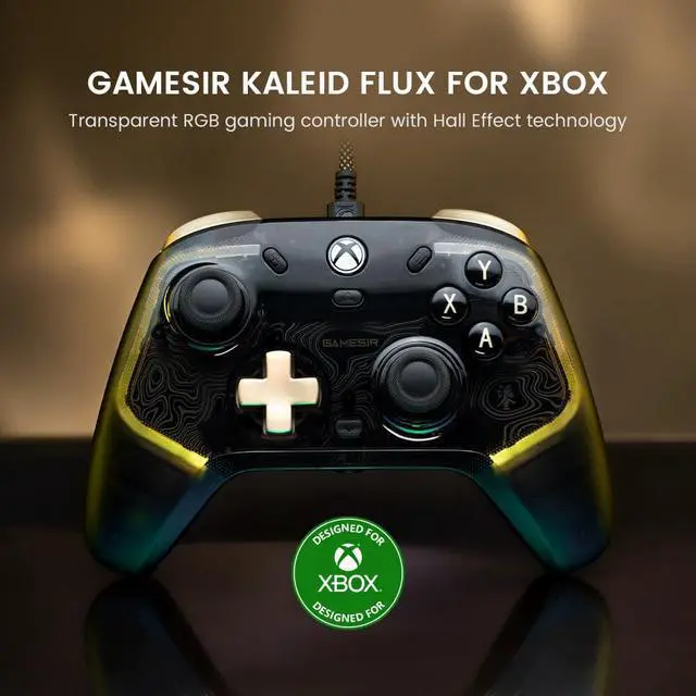 Alt view image 9 of 14 - Flux Enhanced Wired Controller for Xbox, RGB Lighting and Hall Effect Joystick, Compatible with Xbox Series X|S, Xbox One, Windows 10/11 PC - Officially Licensed