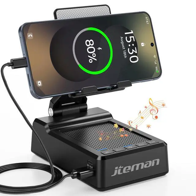 Alt view image 8 of 14 - Gifts for Men Women,Adjustable Cell Phone Stand with Bluetooth Speaker and Charging Function,Cool Tech Gadgets Gift Idea for Dad Mom Birthday