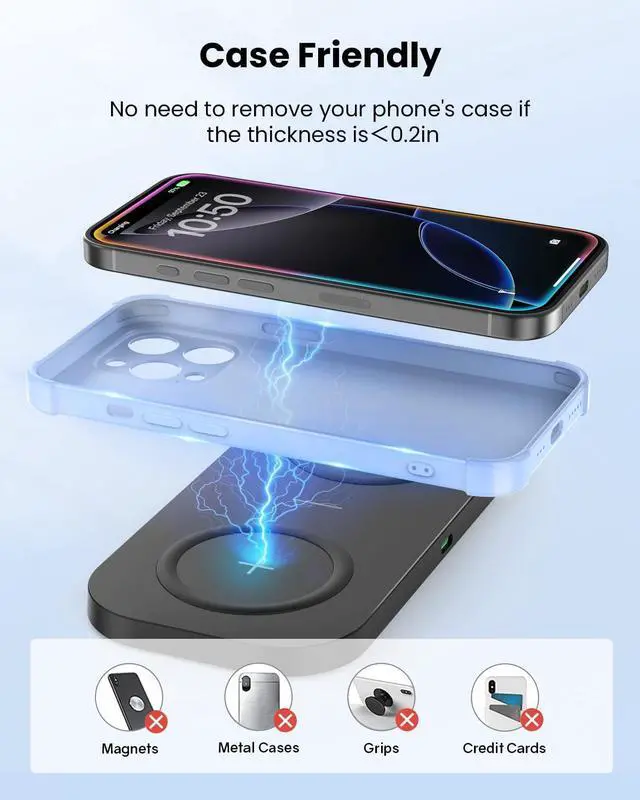 Alt view image 14 of 14 - Wireless Charger, 10W Max Dual Charging Pad for iPhone 17/16/15/14/13/12/11/XR/X/8, Airpods 4/3/2/Pro, Samsung Galaxy S25/S24/S23/S22/S21, QC 24W Adapter, Charging Adapter
