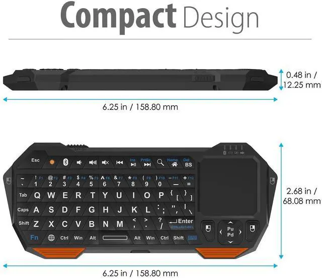 Alt view image 14 of 14 - Mini Bluetooth Keyboard (QWERTY Keypad), Wireless Portable with Touchpad, Compatible with Apple TV, Amazon Fire Stick, PS4, PS4 Pro, PS5, HTPC/IPTV, VR Glasses, Smartphones