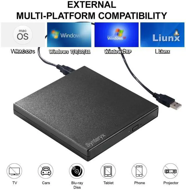 Alt view image 9 of 12 - External CD DVD Drive USB and Type-C, Portable Slim CD/DVD +/-RW Burner Reader Writer Player for Laptop Desktop PC MacBook Mac Windows Linux OS Apple Brushed Black (Matte Black-2)