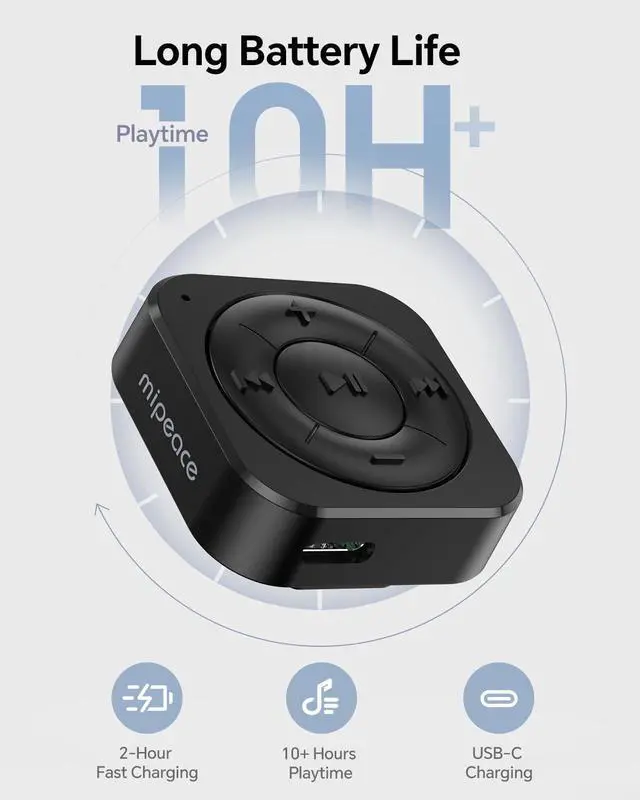 Alt view image 9 of 12 - Bluetooth 5.3 Audio Receiver for Wired Headphones, Car & Speakers, Bluetooth Headphone Adapter with Built-in Mic, Clip-On & Pass-Through Charging-BK