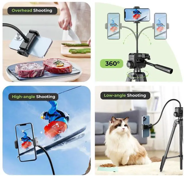 Alt view image 10 of 14 - Phone Tripod, 82" Tripod for iPhone with Flexible Gooseneck, Wireless Remote and Phone Holder, Extendable Cell Phone&Camera Tripod Stand for Selfies/Video Recording/Live Streaming/Vlogging