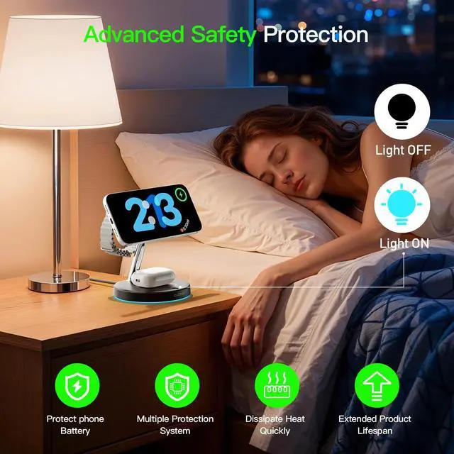 Alt view image 12 of 14 - New 3 in 1 Charging Station for Apple Compatible with Magsafe Charger Stand for iPhone 17 16 15 14 13 12 Wireless Charging Station for AirPods Wireless Charger for iWatch Series