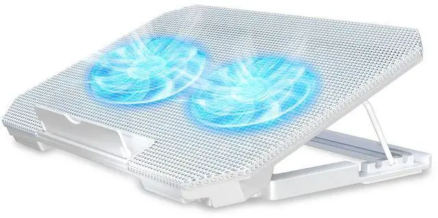 Alt view image 7 of 12 - Laptop Cooling Pad with Adjustable Height Two 5.1 Inches Fan 2 USB Ports Suitable for 12"-15.6" LaptopsWhite
