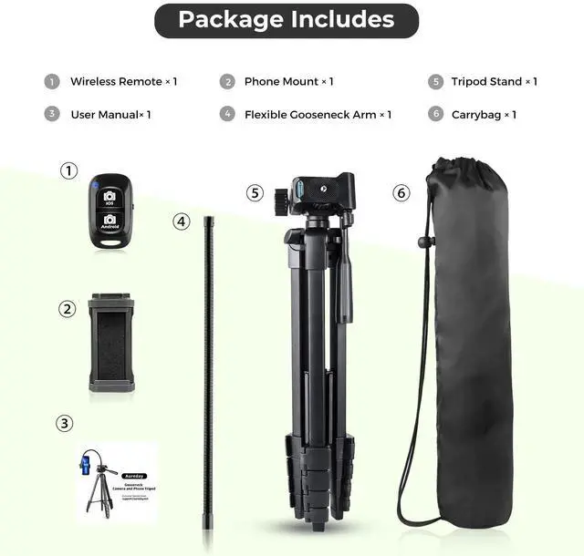 Alt view image 14 of 14 - Phone Tripod, 82" Tripod for iPhone with Flexible Gooseneck, Wireless Remote and Phone Holder, Extendable Cell Phone&Camera Tripod Stand for Selfies/Video Recording/Live Streaming/Vlogging