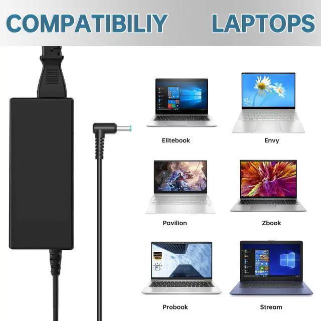 Alt view image 11 of 14 - 45W 19.5V 2.31A 741727-001 Laptop Charger Compatible with HP is 13252 213349-009 Pavilion 15 Notebook 740015-003 741553-850 HSTNN-DA40 TPN-LA15 Blue Tip Smart AC Power Adapter