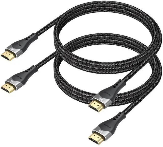Alt view image 8 of 14 - HDMI Cable 4FT 2-Pack 10K 8K 4K, HDMI 2.1 Cable 48Gbps Ultra High Speed HDMI Braided Cord 8K@60Hz, 4K@120Hz, eARC, HDR10+, HDCP2.3 for Laptop, Monitor, HDTV, Projector, PS5/PS4, Xbox