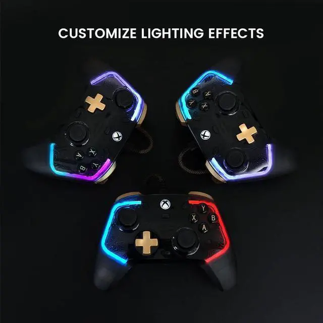 Alt view image 13 of 14 - Flux Enhanced Wired Controller for Xbox, RGB Lighting and Hall Effect Joystick, Compatible with Xbox Series X|S, Xbox One, Windows 10/11 PC - Officially Licensed