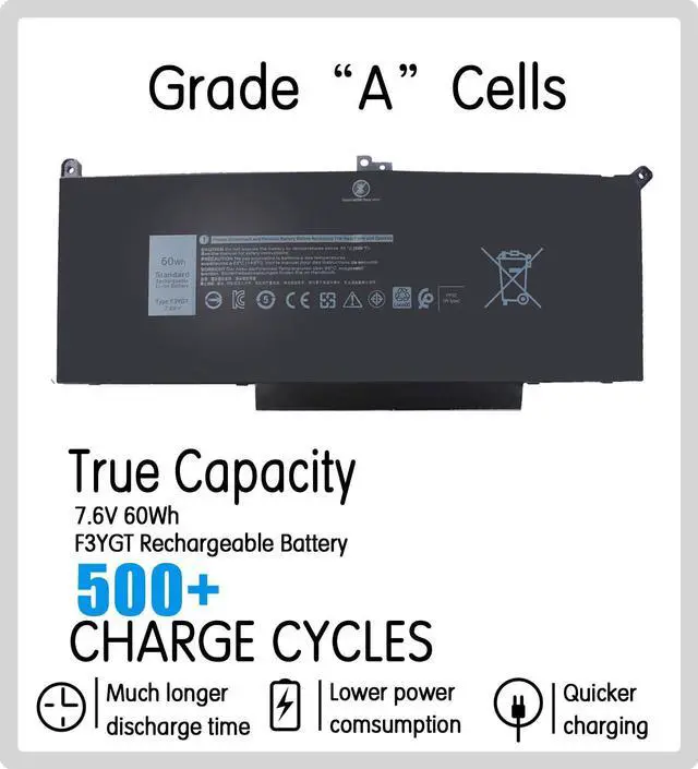 Alt view image 8 of 12 - 7480 7490 F3YGT Laptop Battery Replacement for Dell Latitude 7280 7390 7380 7290 7480 7490 P29S002 P73G002 Series DM3WC DM6WC KG7VF P73G 451-BBYE 453-BBCF 2X39G 60WH 7.6V.