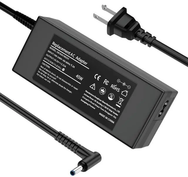 Alt view image 8 of 13 - Replacement for HP Laptop Computer Charger, 45W Smart Blue Tip AC Adapter for Pavilion Stream, 7.5ft Power Cord (19.5V 2.31A, 4.5mm Connector)
