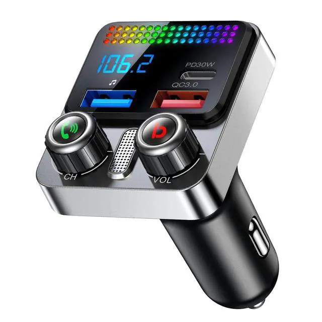 Alt view image 8 of 14 - Bluetooth 5.4 Car Adapter 48W Charging USB Bluetooth Adapter for Car,Wireless Fm Transmitter Radio,Song Switching,Handsfree Calling and Audio Receiver,HiFi Music Player,Matrix LED Effects