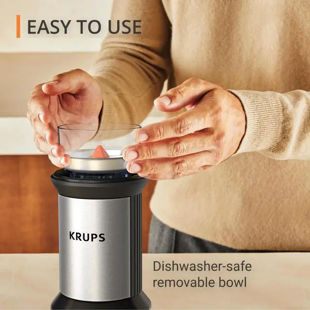 Alt view image 9 of 14 - Electric Blade Coffee Grinder 1.6 Oz, Adjustable Coarse to Fine for the Perfect Espresso, Grind Coffee Beans, Spices & Herbs, Removable Dishwasher Safe Bowl, Stainless Steel
